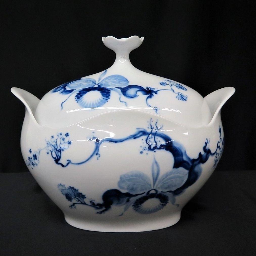 希少限定【Meissen】ブルーオーキッド スープチューリン（大）蓋付き