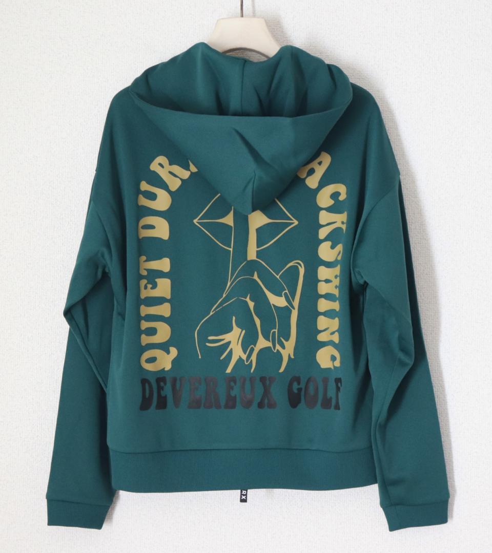 新品【デヴァロー ゴルフ】レディース「スウィング時は静かに」ジップパーカー M