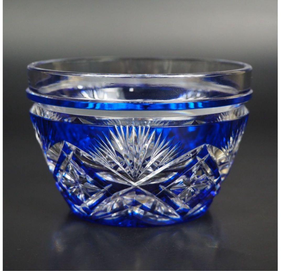 送料無料　区無形文化財伝統工芸士『小林英夫』作　江戸切子向付　共箱　真作保証