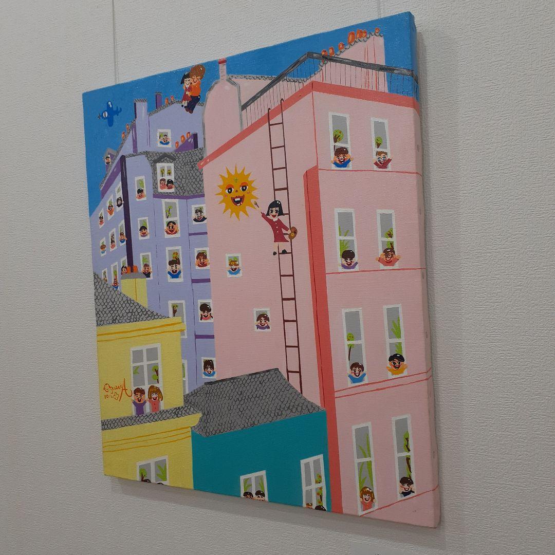 パリの窓から　画家　小楠アキコ作品　アクリル絵の具　F10号キャンバス