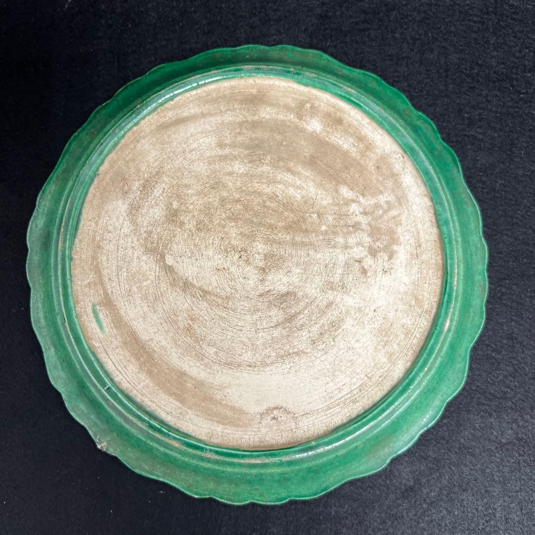 江戸中期　源内焼　椿文中皿　幅約21.5㎝　東Y7-1226☆2Fトコチサ