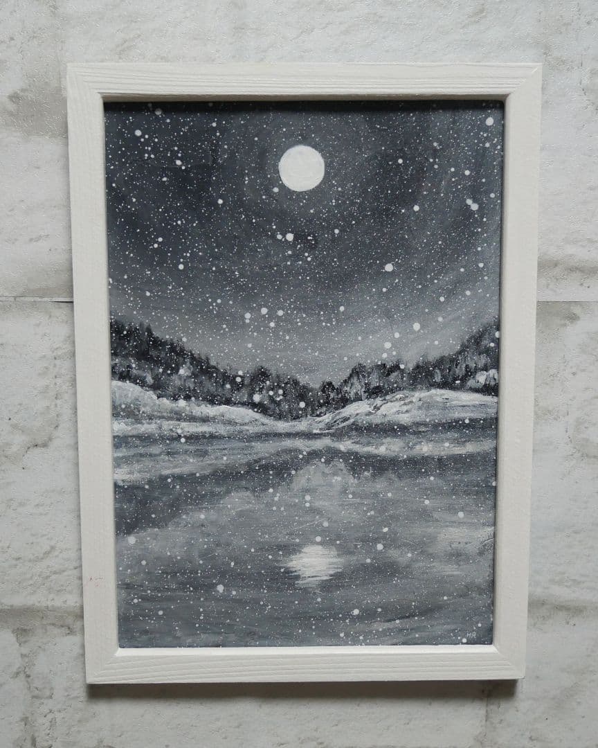 油絵 油彩 油彩画 絵 絵画 【白黒の雪景色】