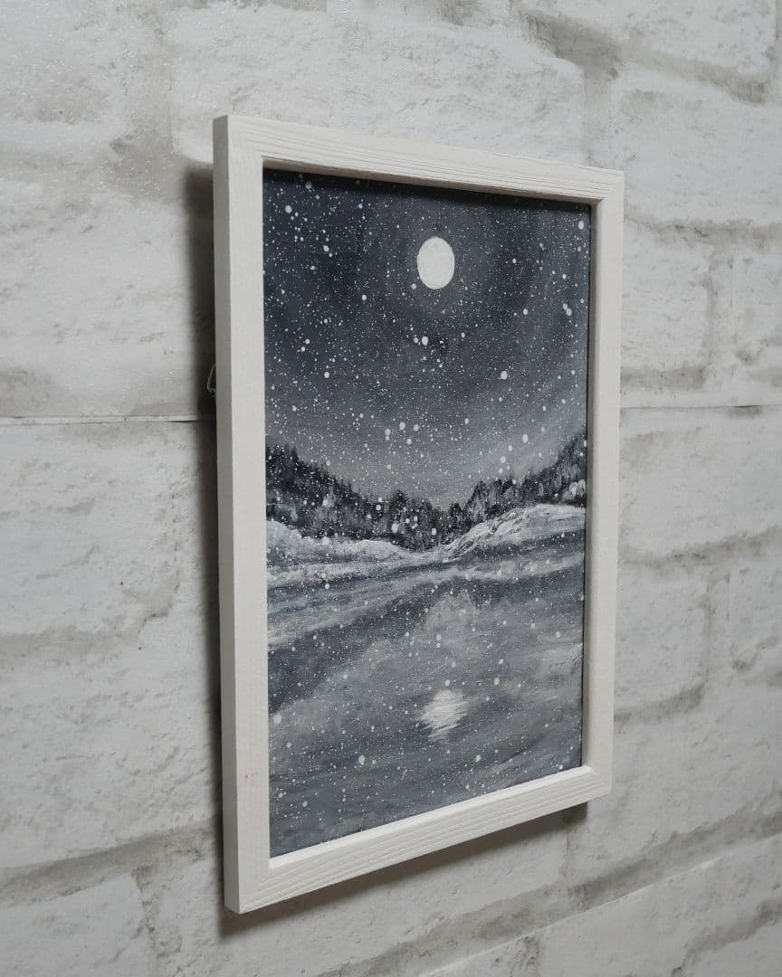 油絵 油彩 油彩画 絵 絵画 【白黒の雪景色】