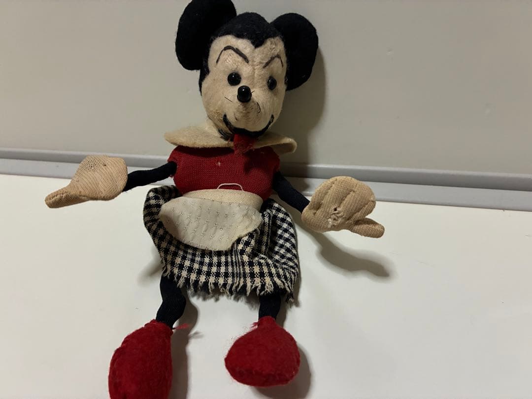 ドイツ　アンティーク　ヴィンテージミニー風布製人形 赤い衣装