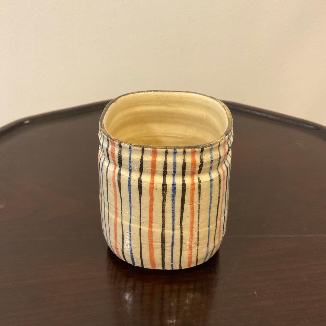 瀬戸 四方 麦藁手 筒向付 火入 湯呑 時代物