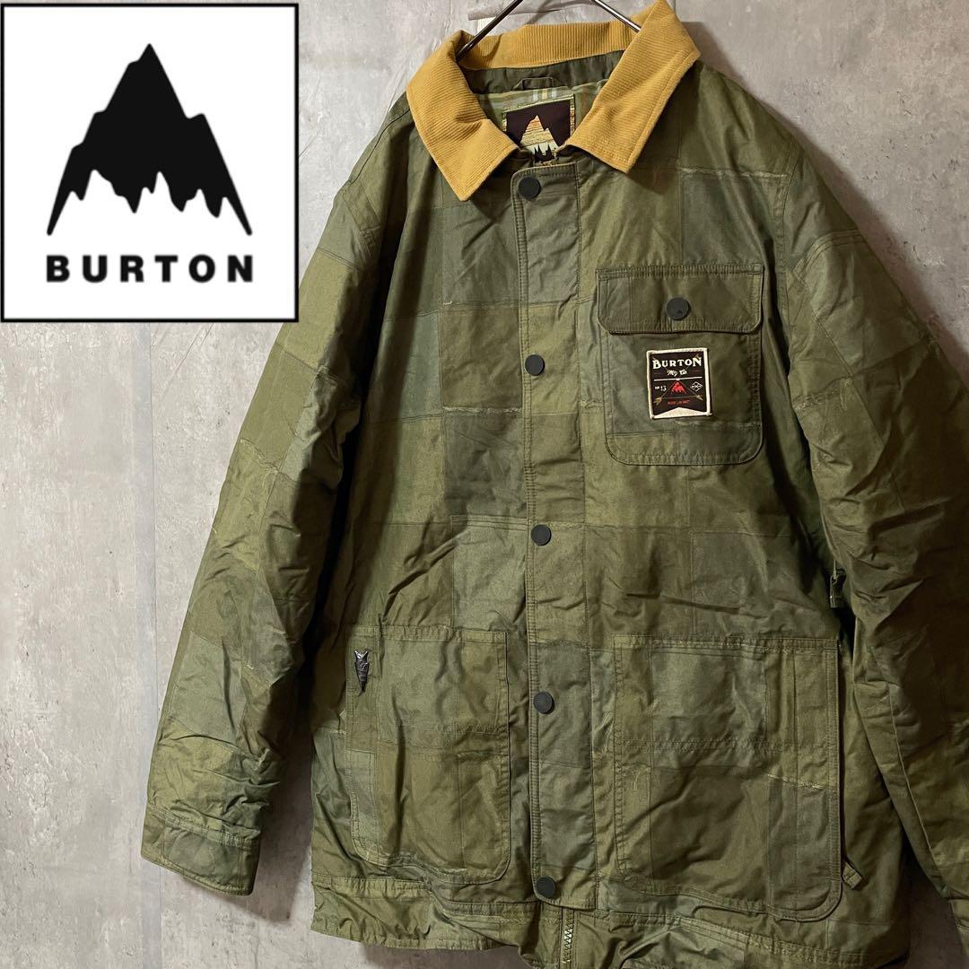 Burtonバートンスキーウェアスノーボードジャケット緑グリーンカーキチェック柄