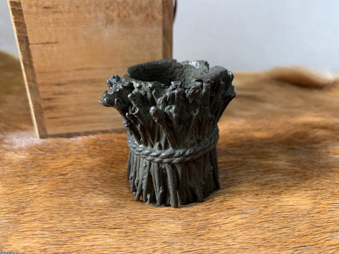 古銅 蓋置 茶道具 共箱