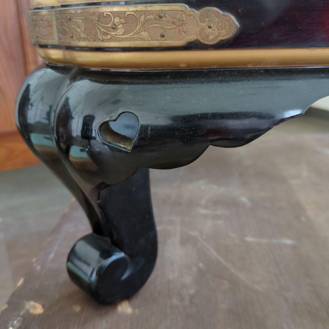 骨董 大名火鉢 火鉢 漆 漆器 金彩 猫脚 銅器 希少品 美品 木箱 火鉢