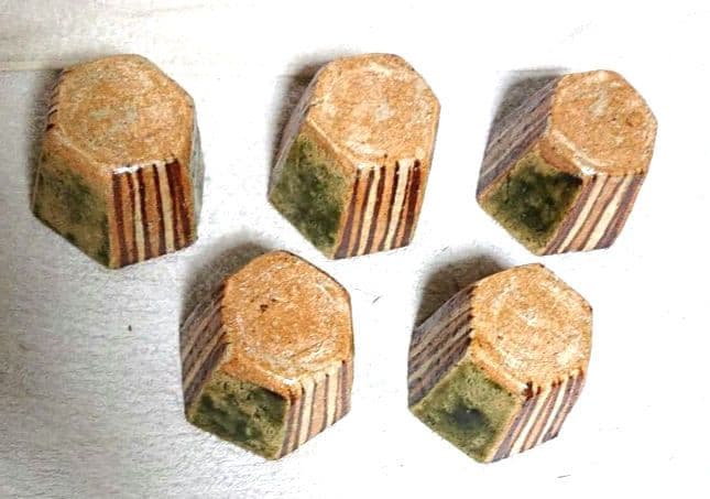 麦藁手向付け 蕎麦猪口 六角形5個セットT153