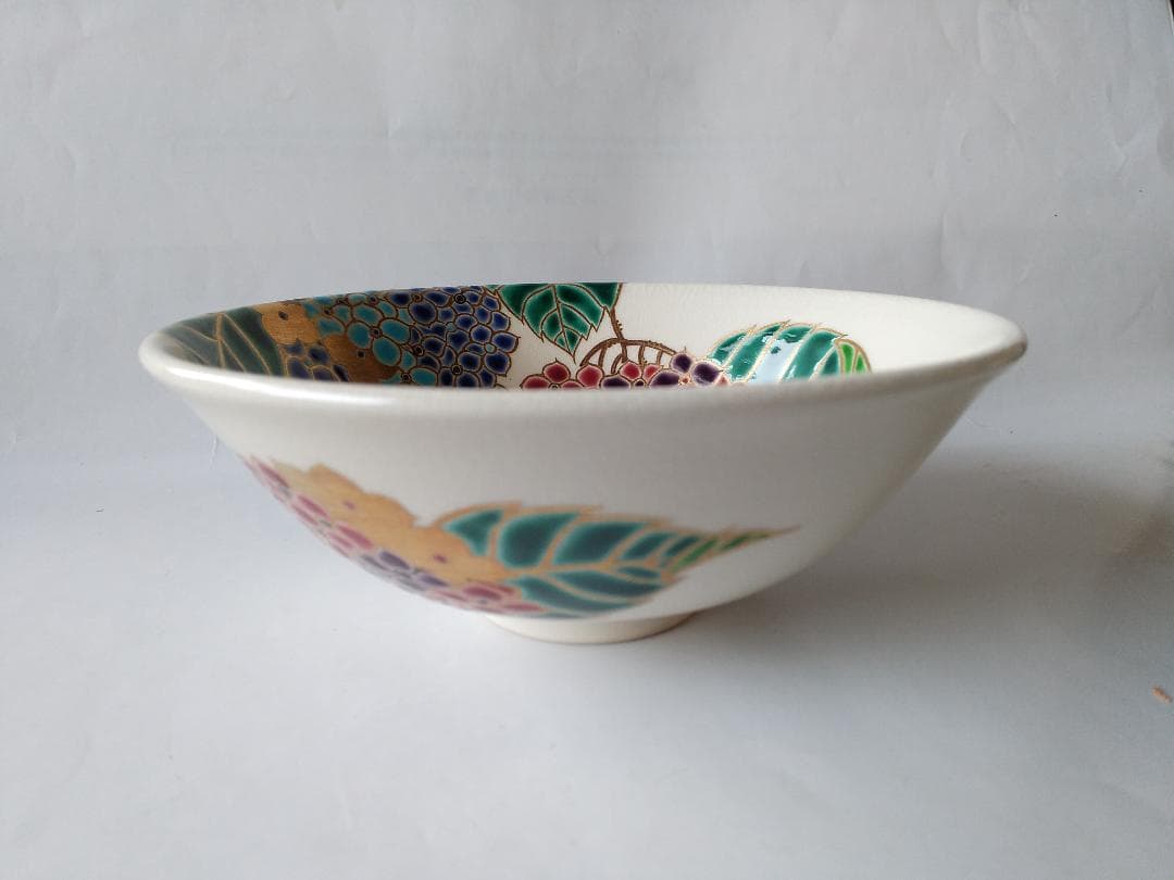 御室窯 仁清 紫陽花 平茶碗 共箱 共布 茶道具 茶器 抹茶碗 新品 未使用品