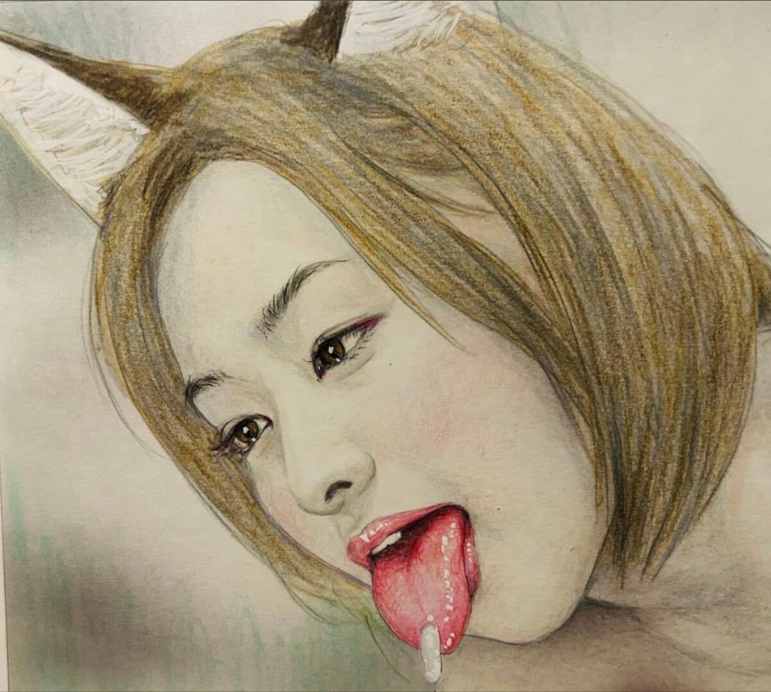 【真作】☆石川吾郎☆イラスト原画☆「艶狐とおいなりさん」☆直筆サイン入り☆保管品