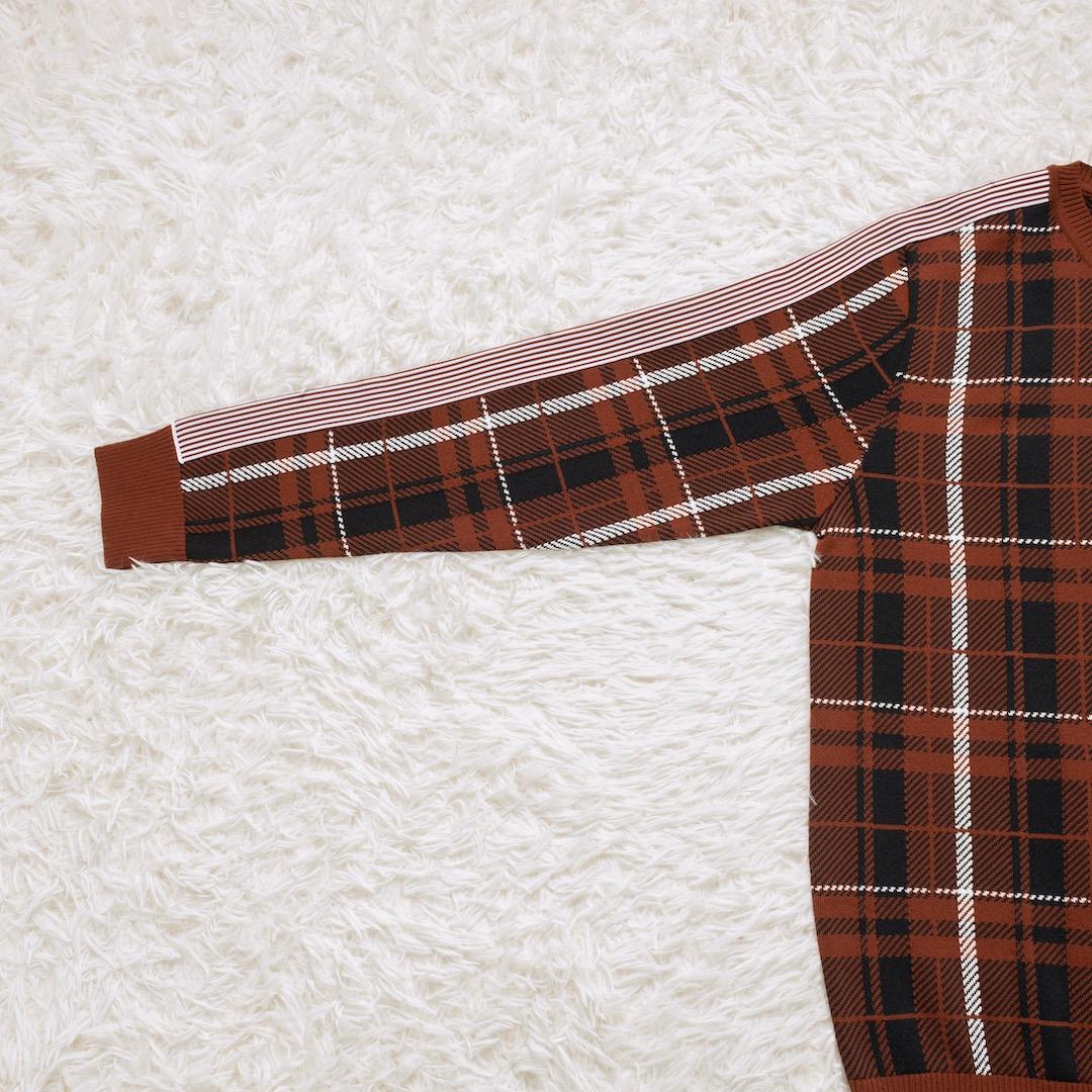 未使用 パーリーゲイツ 23AW ニット セーター チェック クルーネック 6
