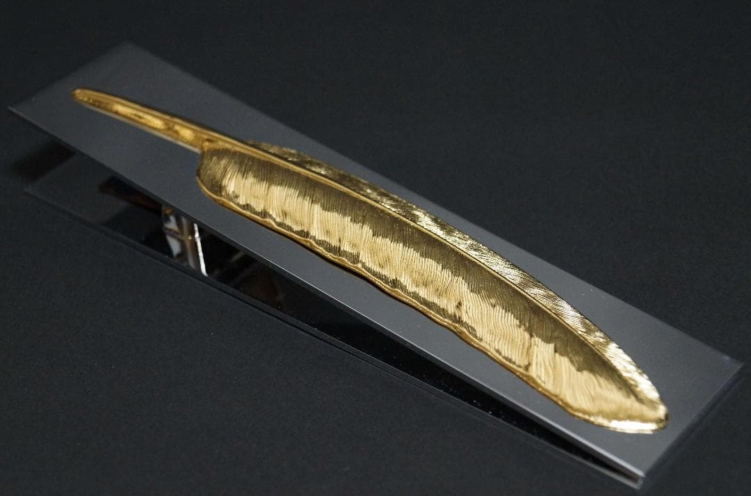 銀器 宮本商行シルバークリップ 羽フェザー ゴールド M.SILVER刻印