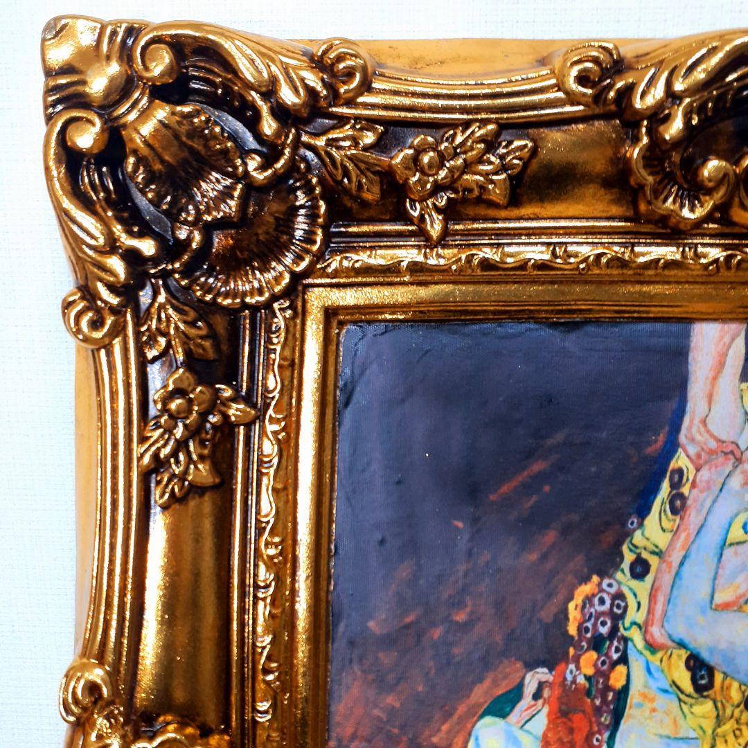 グスタフクリムト作画　TheMaiden　良質キャンバス　豪華　金箔額絵