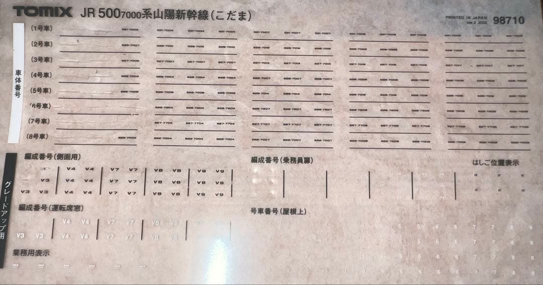 TOMIX JR 5007000系山陽新幹線（こだま）セット（V3編成）