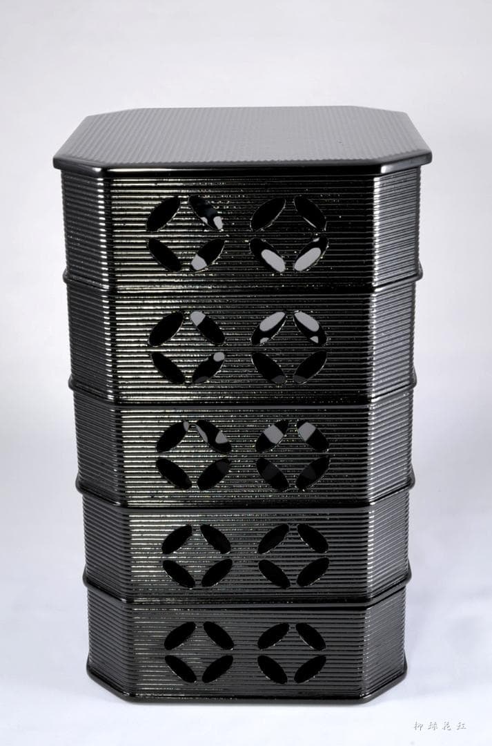 静峰 輪島塗 七宝透 縁高 共箱 縁高重 茶道具