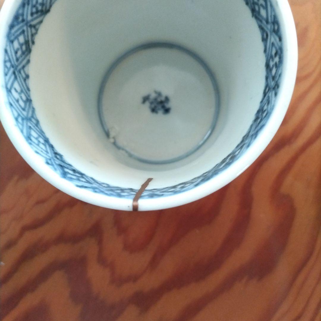 兎図 そば猪口 江戸期 波兎 古伊万里 染付