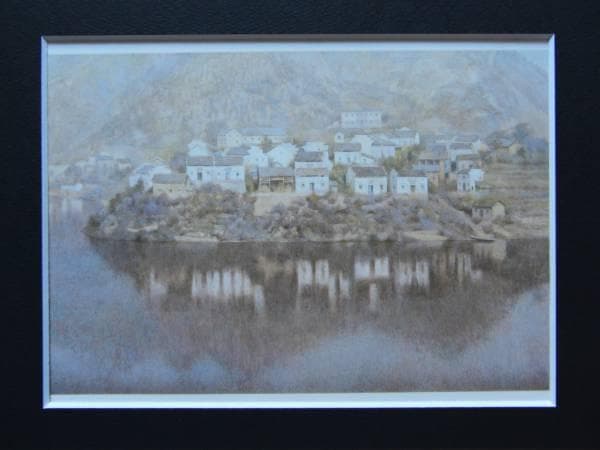 堂本元次、風なごむ丘、希少な額装用画集より、新品高級額装付、状態良好