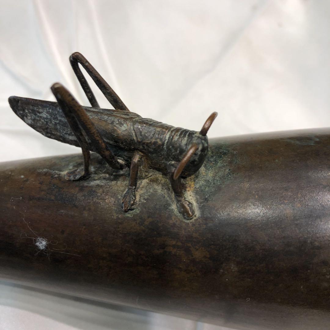 銅製アンティーク昆虫バッタ一輪挿し