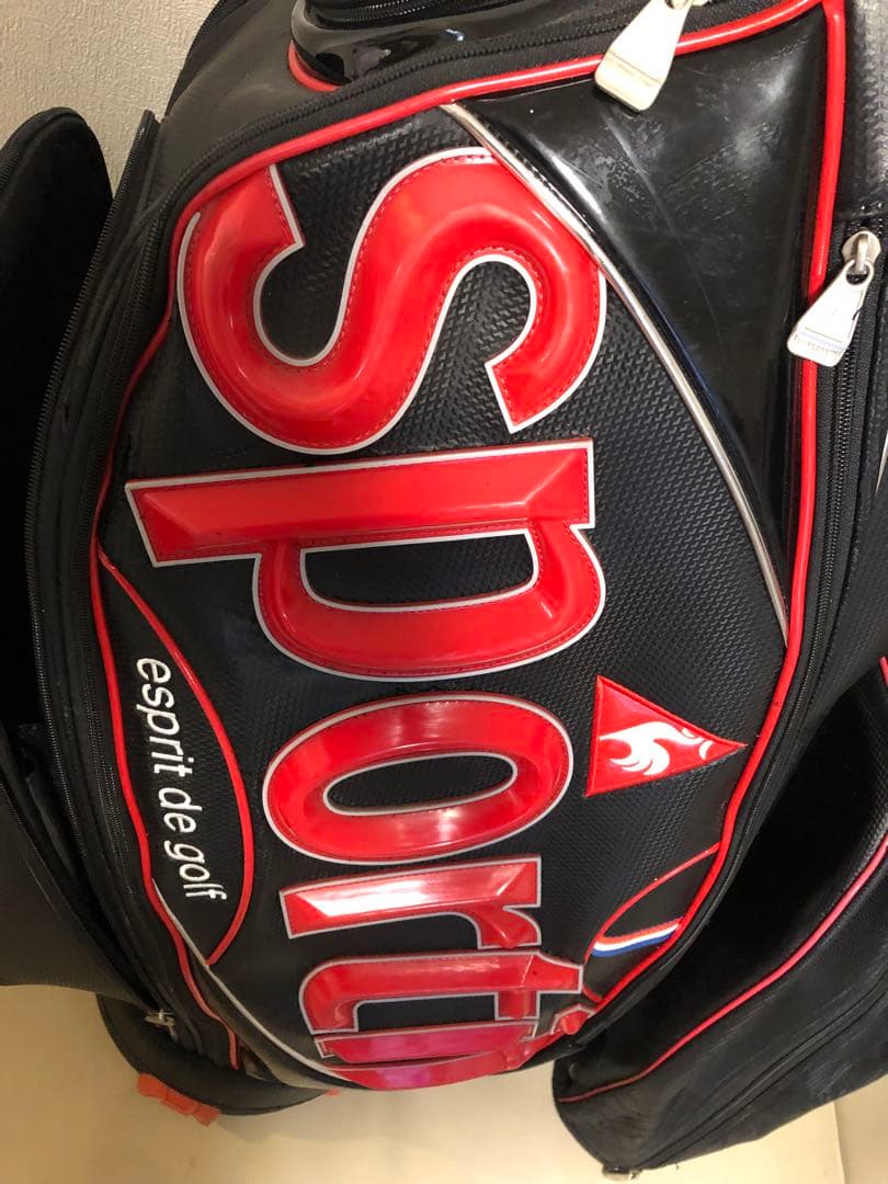 【送料込み】希少レア　ルコックスポルティフ　キャディバック　黒X赤　ゴルフバッグ