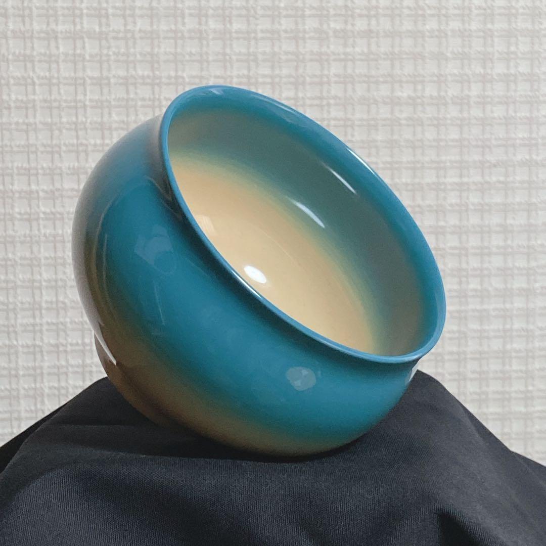 【 輪島塗 】 ブルーベージュグラデーションお椀　カフェボール