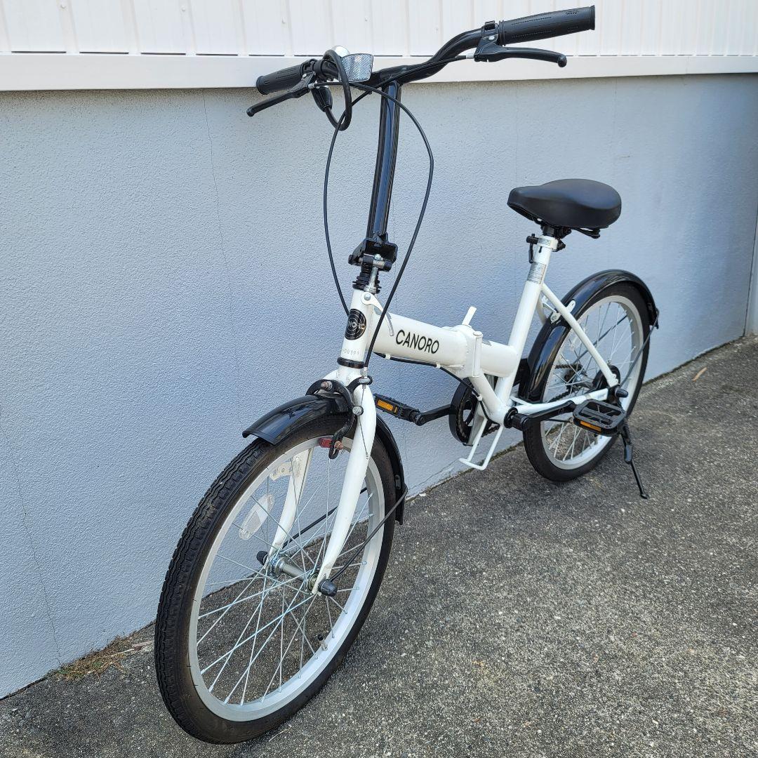 CANORO 20インチ 折りたたみ自転車 ホワイト