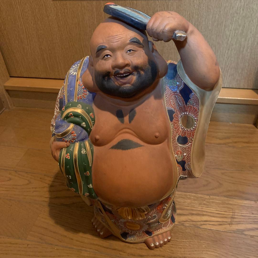九谷焼 布袋 極彩色 七福神 縁起置物 骨董