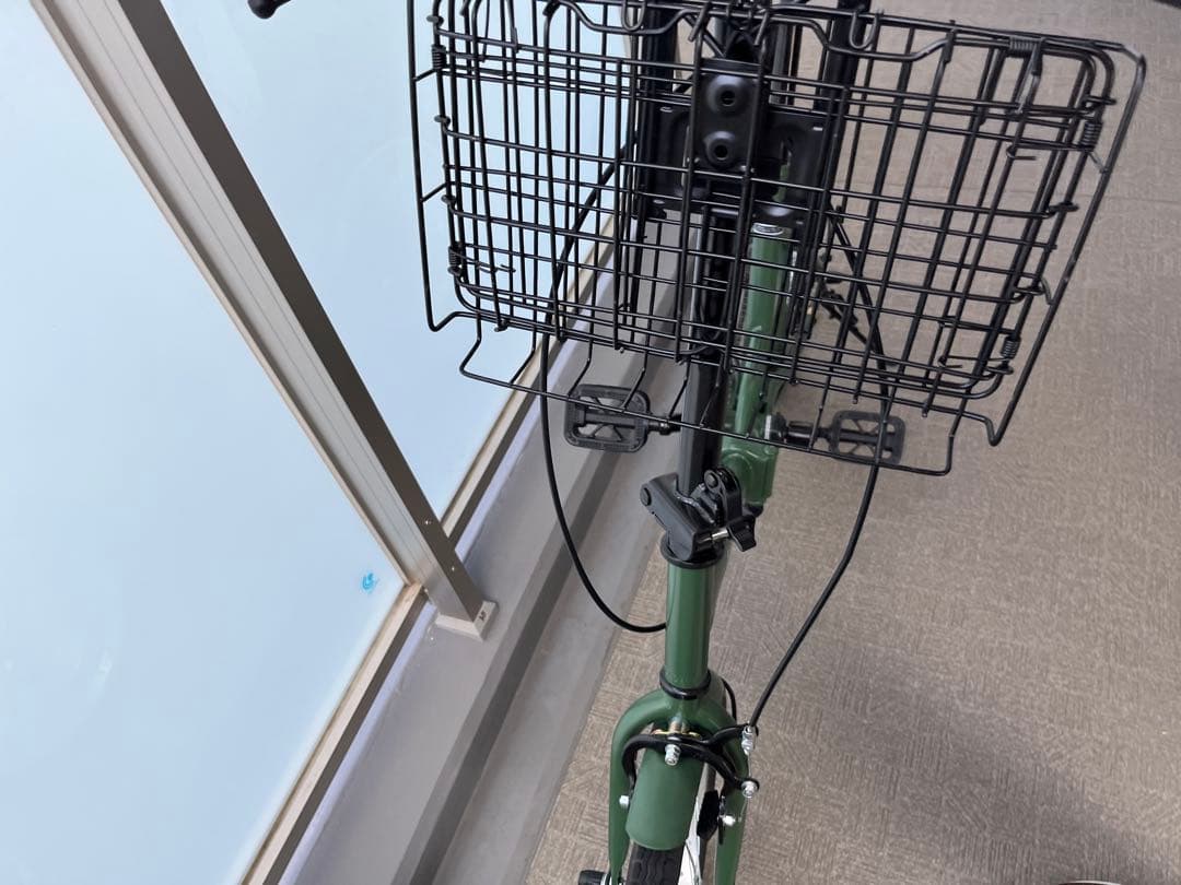 アイジュAIJUグリーンEB16折りたたみ自転車 グリーン バスケット付き