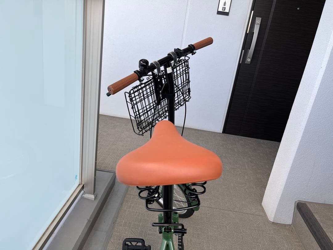 アイジュAIJUグリーンEB16折りたたみ自転車 グリーン バスケット付き