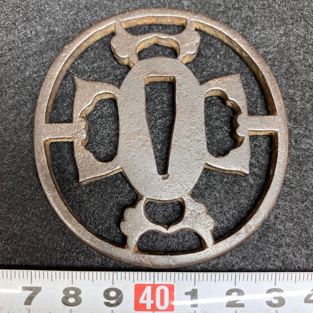 江戸期　透刀鍔　共箱　69g 東さ7-0310☆2F