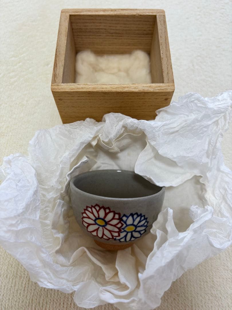 永楽善五郎　乾山菊酒盃 共箱 色絵 清水焼 京焼 千家十職 酒器 ぐい呑