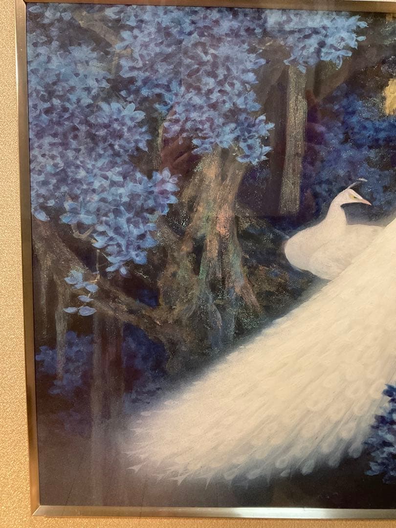 岸田蒼坪　「菩提樹の陰」　日本画１０号　直筆サイン・落款・共シール有り