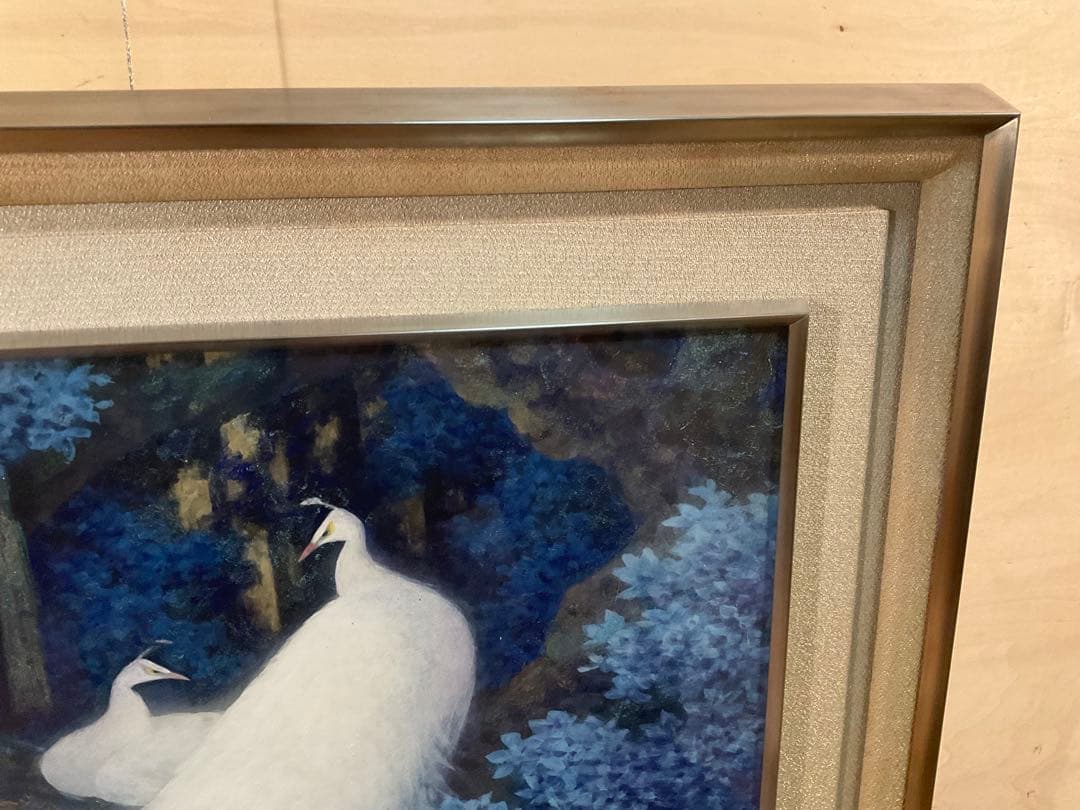 岸田蒼坪　「菩提樹の陰」　日本画１０号　直筆サイン・落款・共シール有り