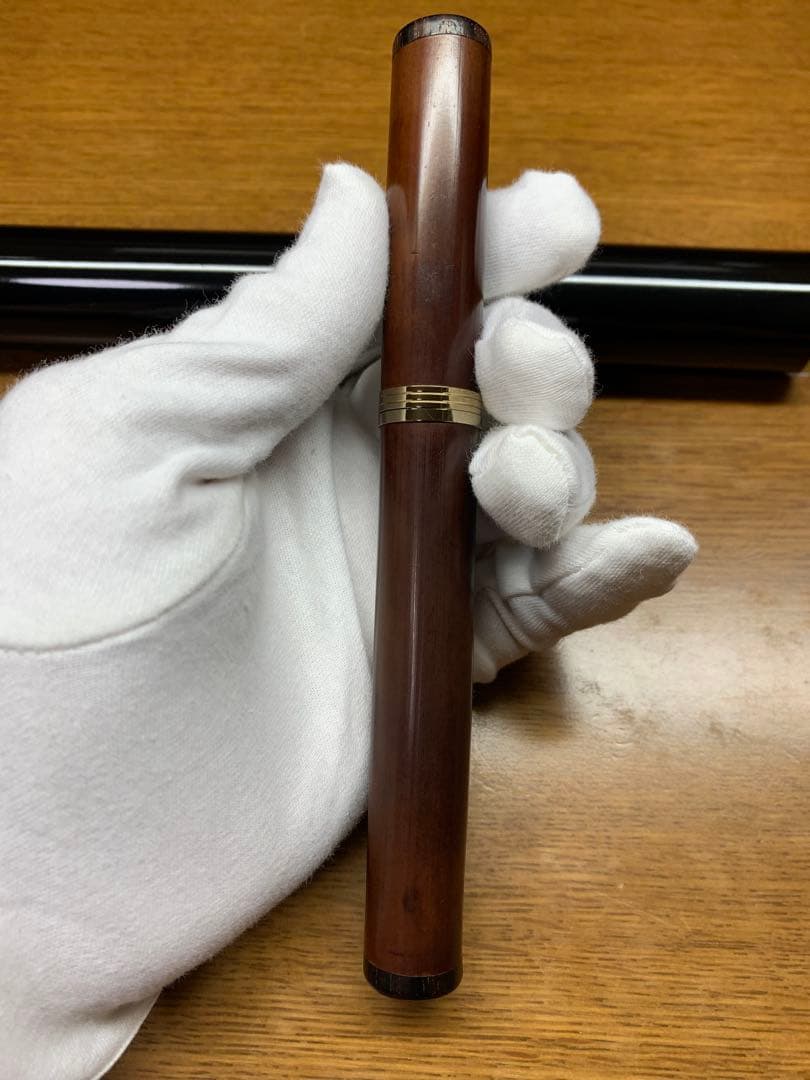 【筆記確認】セーラー 万年筆 長原宣義作 長刀研ぎ 竹万年筆 純金プレート付き