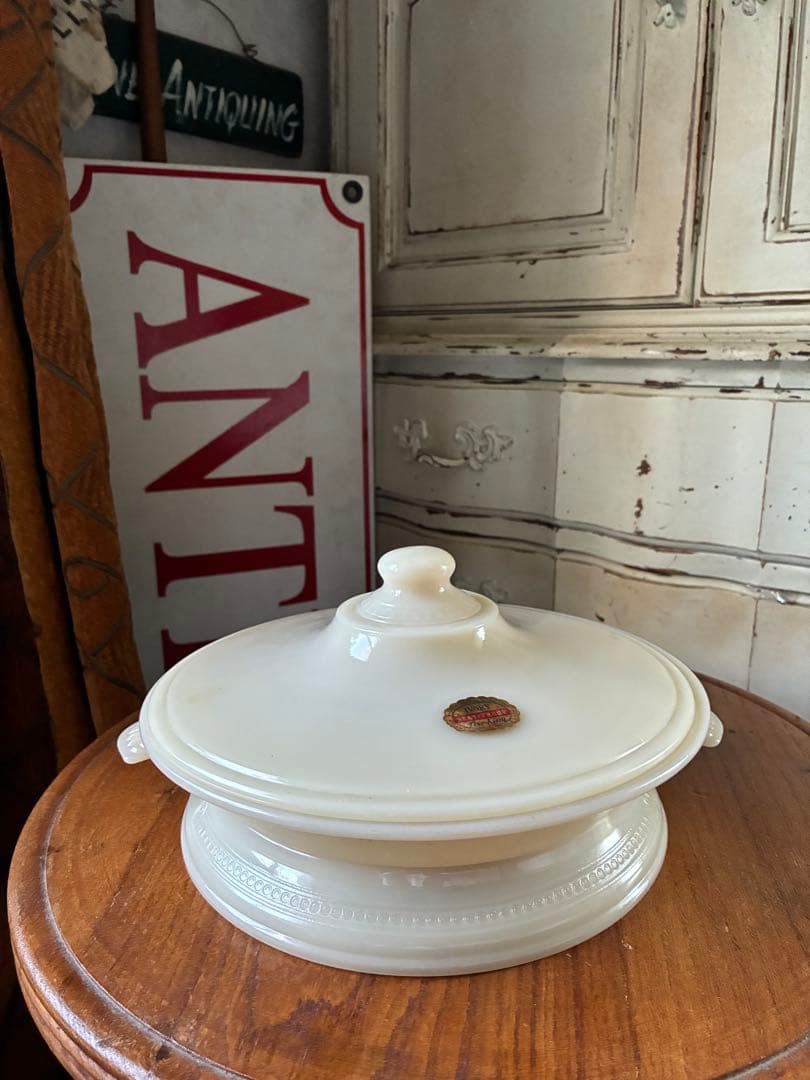 ファイヤーキング　パイ　プレート　キャセロール　アイボリー　テーブルサーバー美品