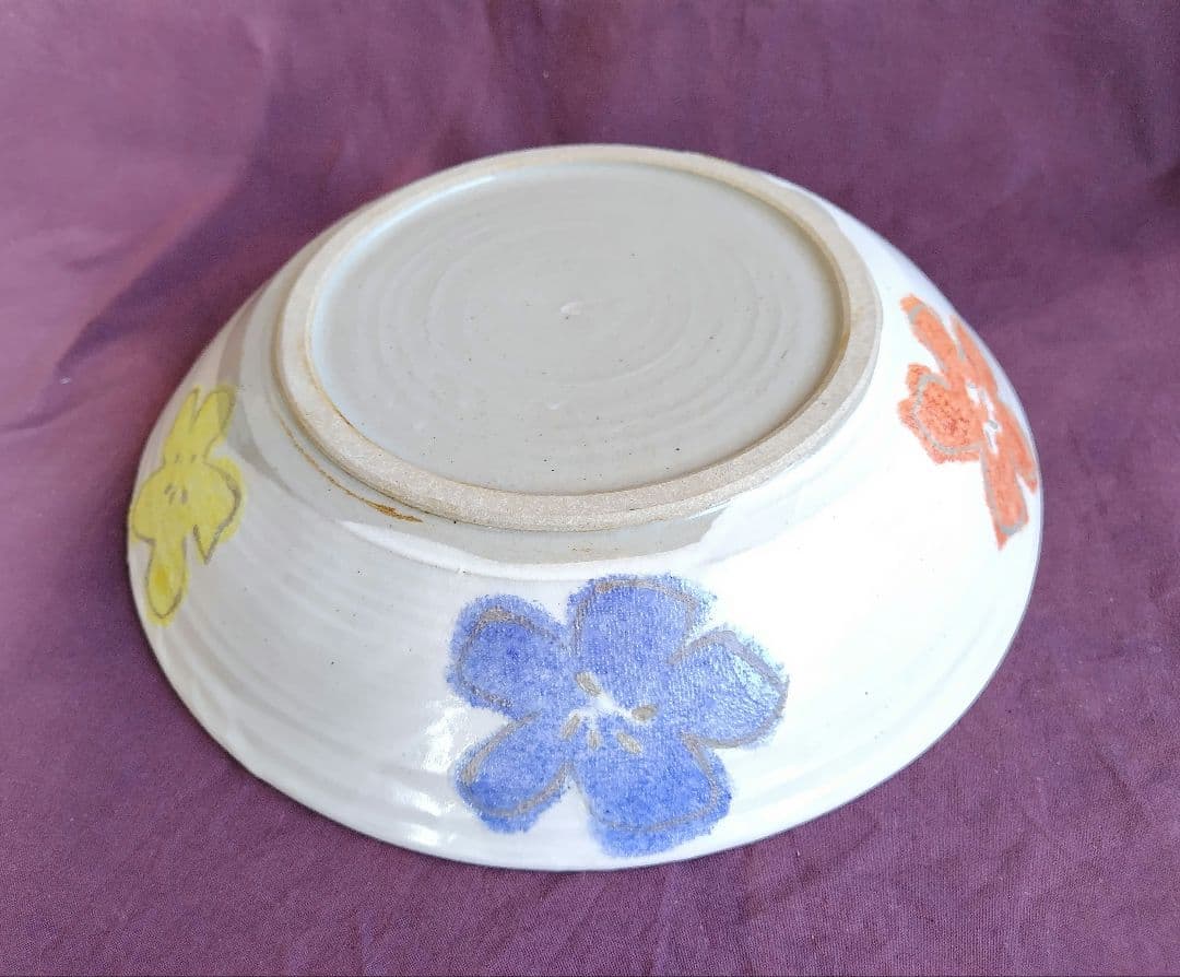 色絵花文平皿(尺皿) 未使用 新品同様