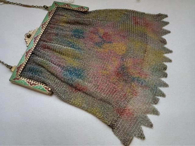 レア　極細　繊細　アンティーク　メタルパティーバック　アールヌーヴォー