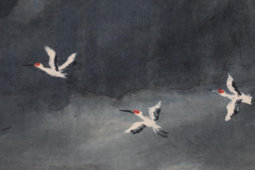 【真作】杉原元人/霊峰飛鶴/富士山図/掛軸☆宝船☆Z-557