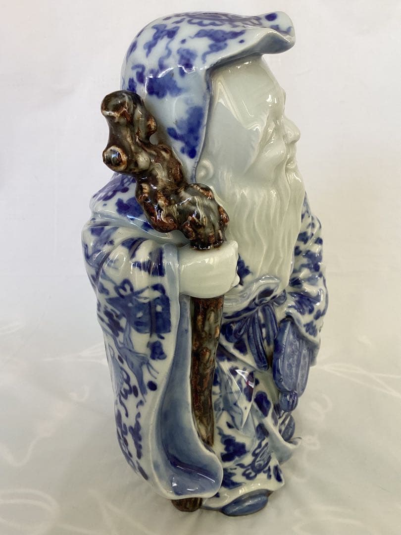 寿老人　染め付け　七福神　福禄寿　縁起物　長寿　置物　インテリア