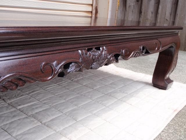 本物！新品５尺(150巾) 花梨無垢 高級座卓 座敷机 唐木 ちゃぶ台/検黒檀