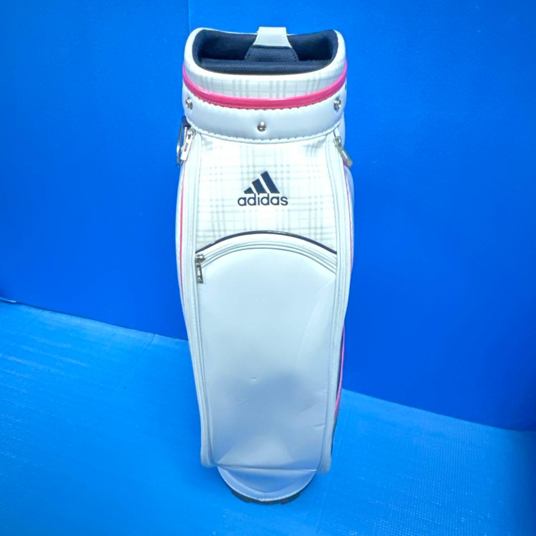 adidas チェック柄キャディバッグ ホワイト/ピンク・レディース