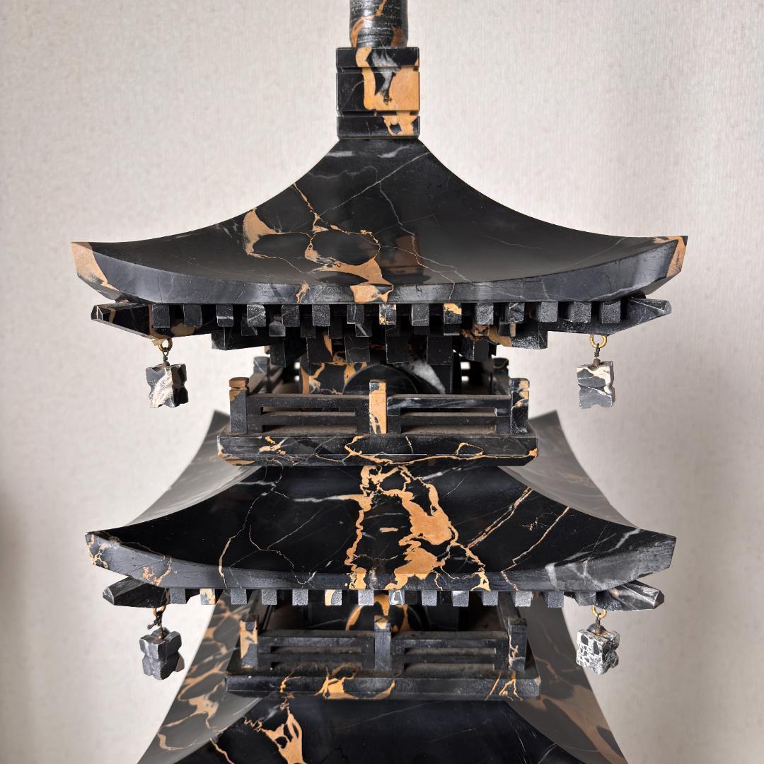 国宝 瑠璃光寺五重塔 イタリア産大理石ポルトロ 高さ約92cm 重さ約40kg