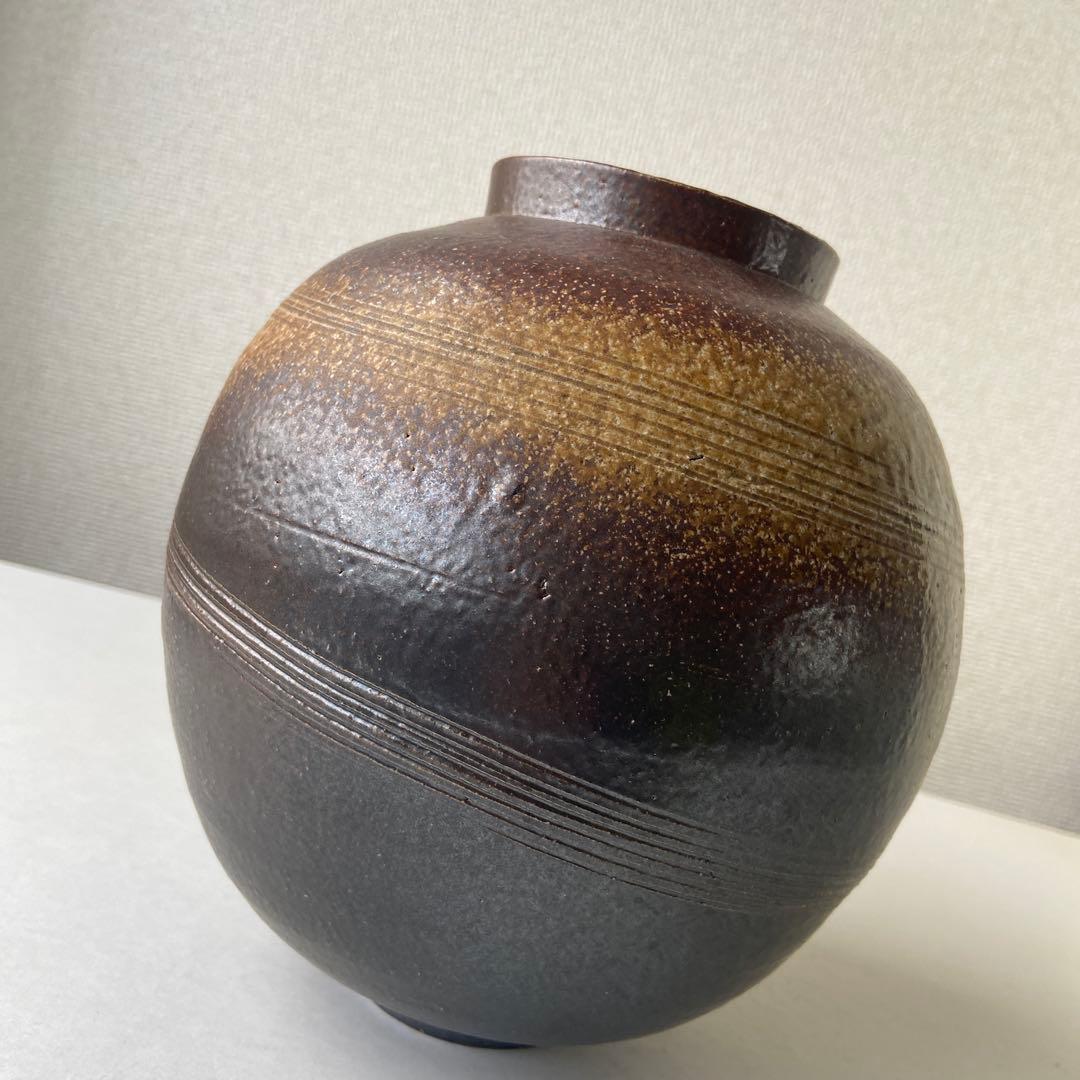 伊藤雄志　壷　塩釉　花瓶　共箱共布