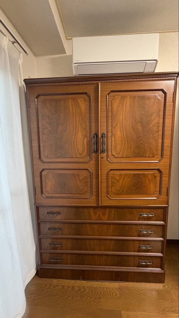 木製タンス 5引き出し 装飾デザイン