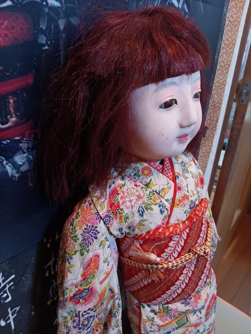 市松人形恐怖怪奇現象祟り供養魂入り昭和２０年〜３０年代後半頃身長７０センチ当時物