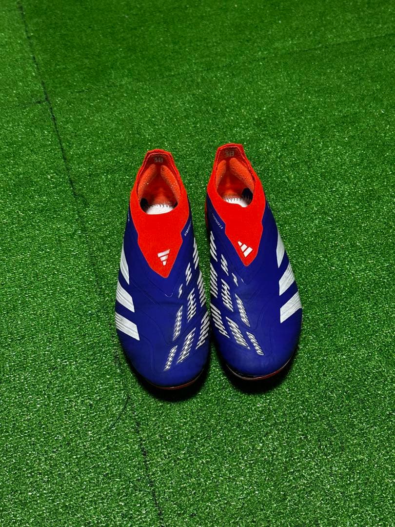 adidasプレデター FG サッカースパイク 青赤 使用少 美品 24.5cm