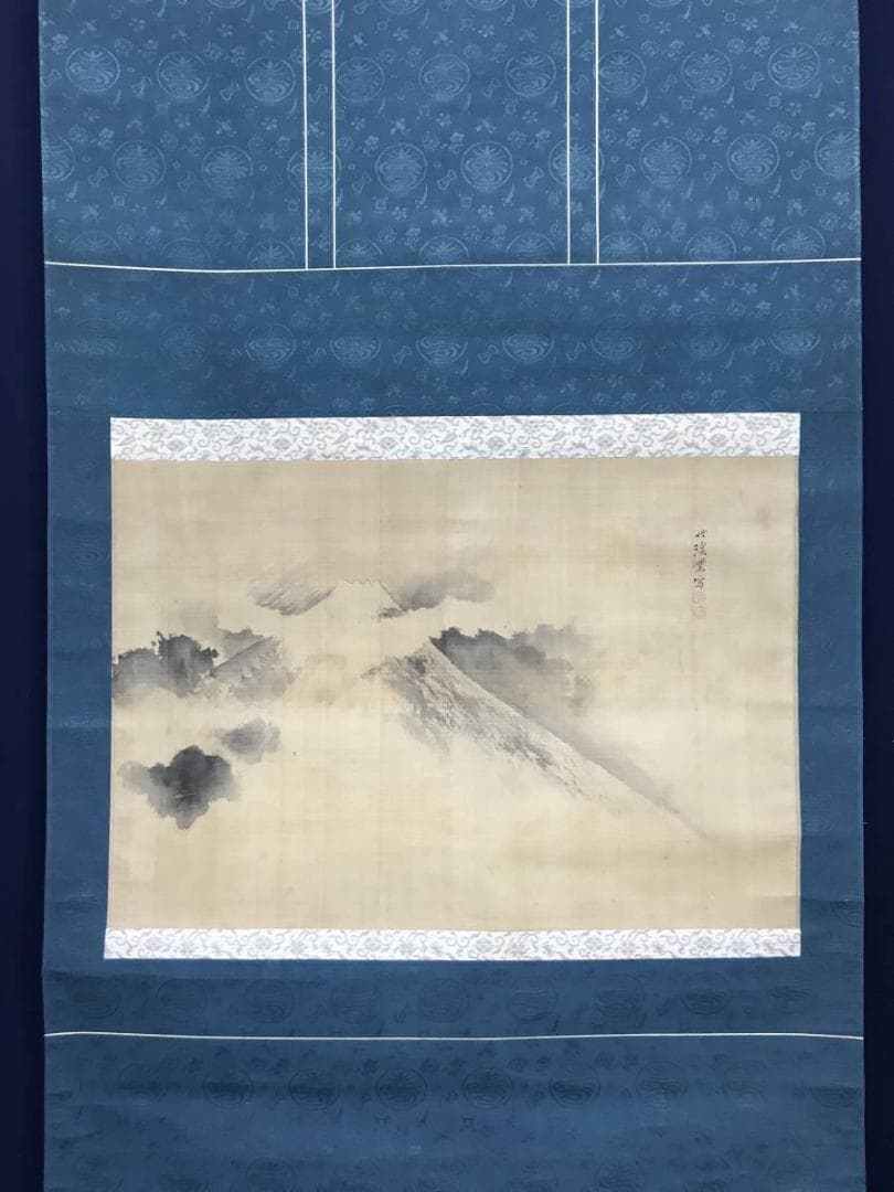 【真作】中林竹渓/富士図/山水図/富士山図/掛軸/名家伝来/AB-1000