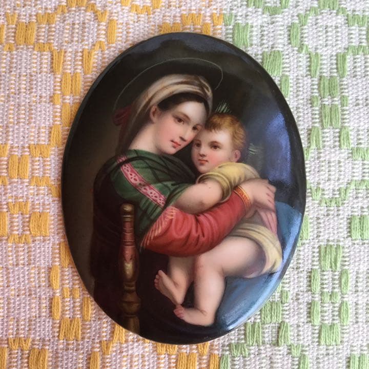 ☆アンティーク/ミニアチュール細密画/聖母子像