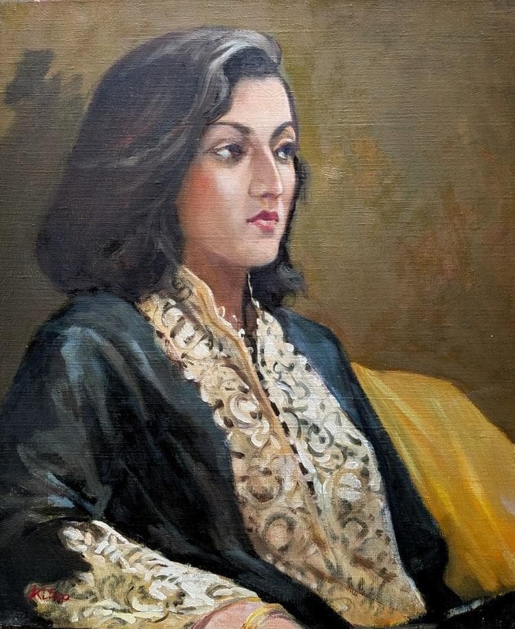 二元会常任委員審　 奥野北雄 　二元会総理大臣賞　油彩画　直筆 　F８号　額装