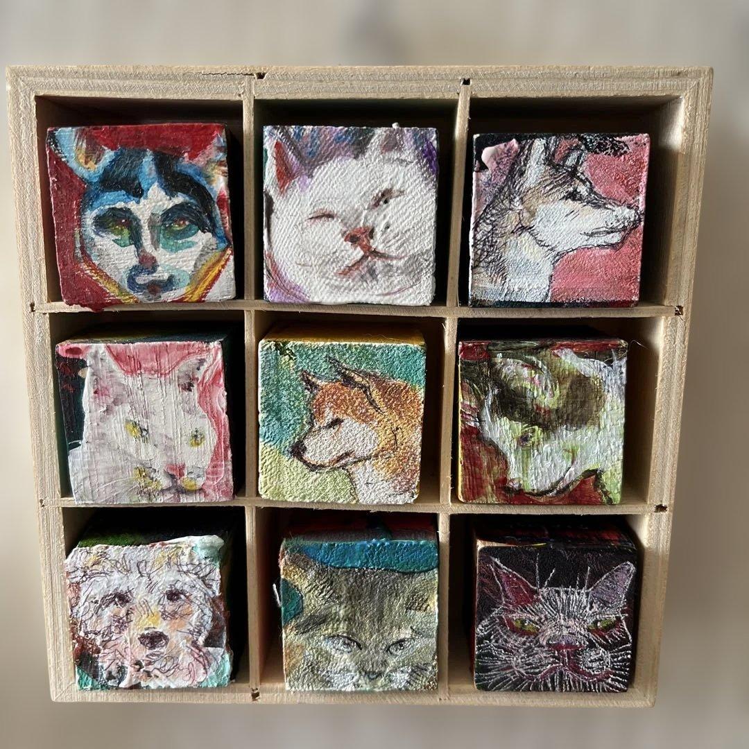 手作り　サイコロ画　8個　油彩　アクリル